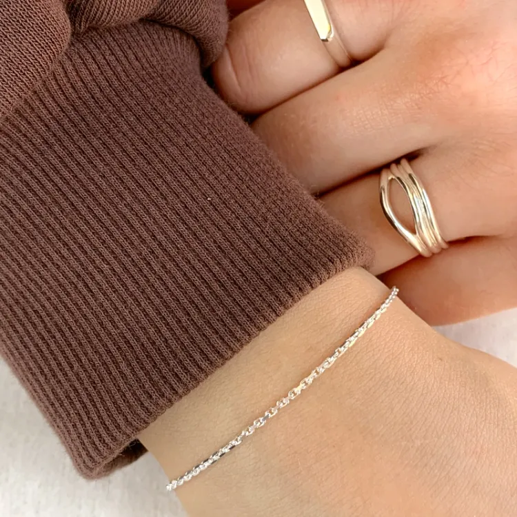 BNH Anker facet armbånd hopeaa 18,5 cm x 1,4 mm