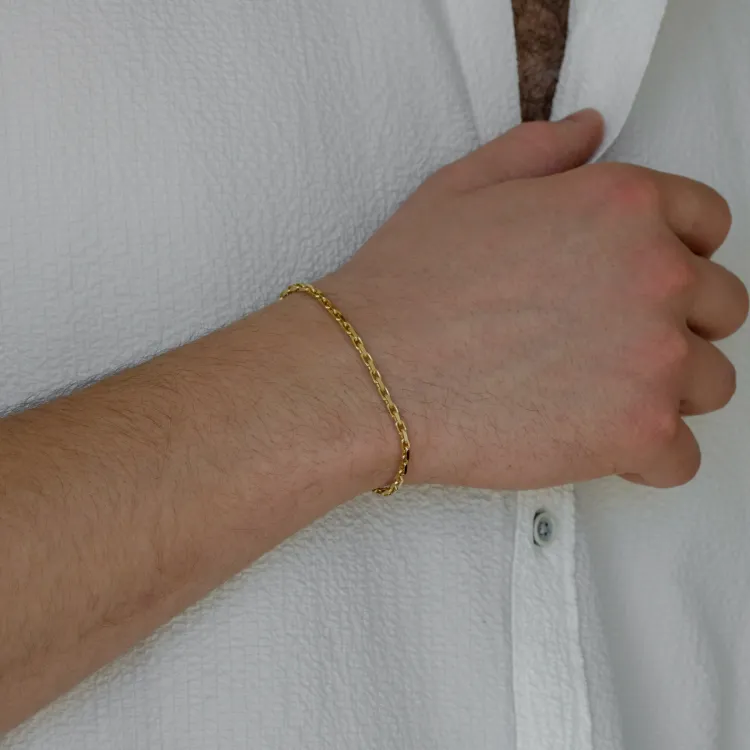 Bnh anker facet armbånd kullattua hopeaa 18,5 cm x 2,6 mm