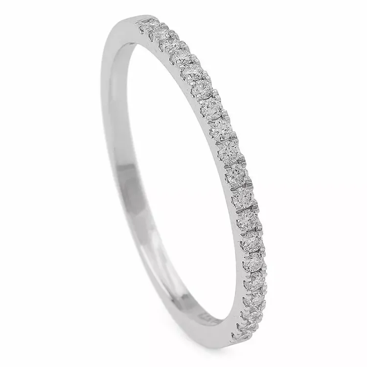Kapea valkokulta sormus 14 karaatin valkokultaa 0,16 ct