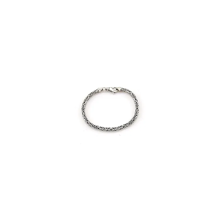 kuningas rannekoru oksidoitua sterlinghopeaa 20 cm x 3,7 mm