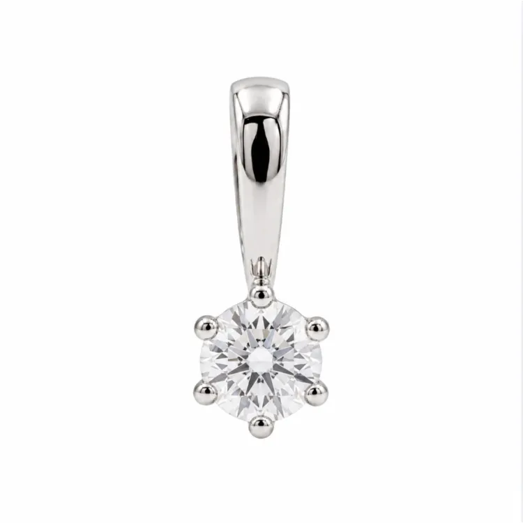 0,10 ct lab grown timantti solitaire-riipus  hopeaa