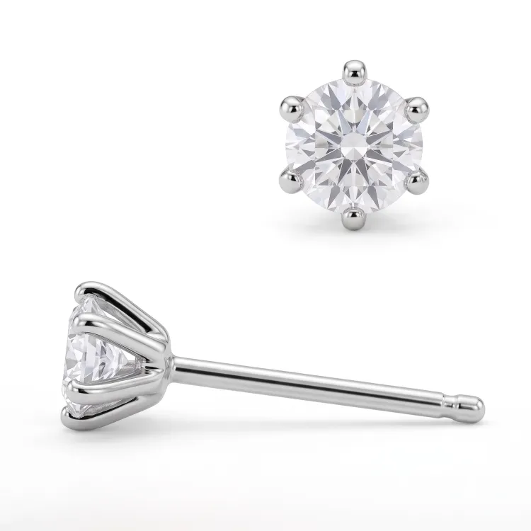 2 x 0,10 ct solitaire-nappikorvakorut hopea kanssa lab grown timantti (HPHT) 