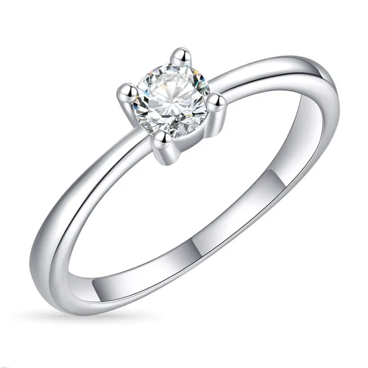 zirkoni solitaire-sormus hopea