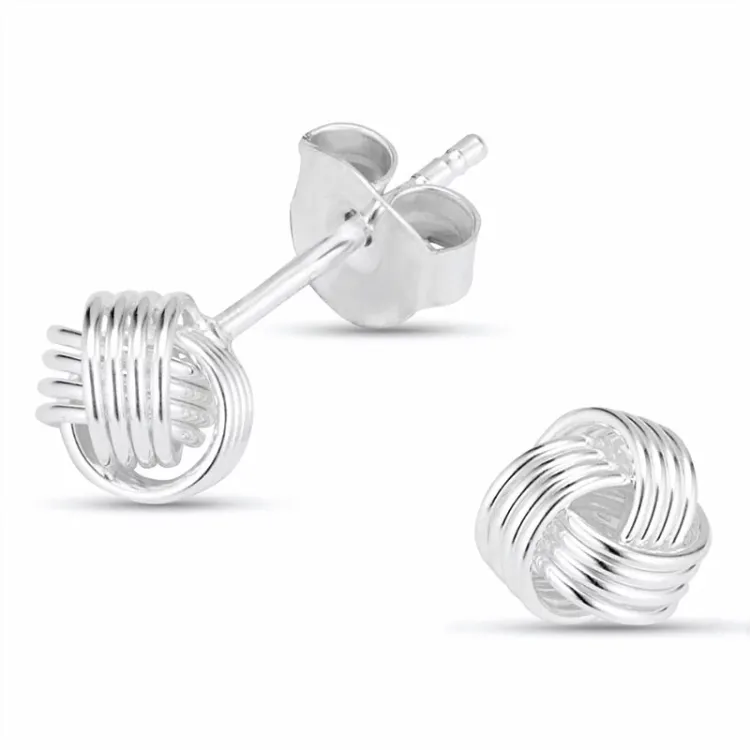 6 mm solmu nappikorvakorut hopea