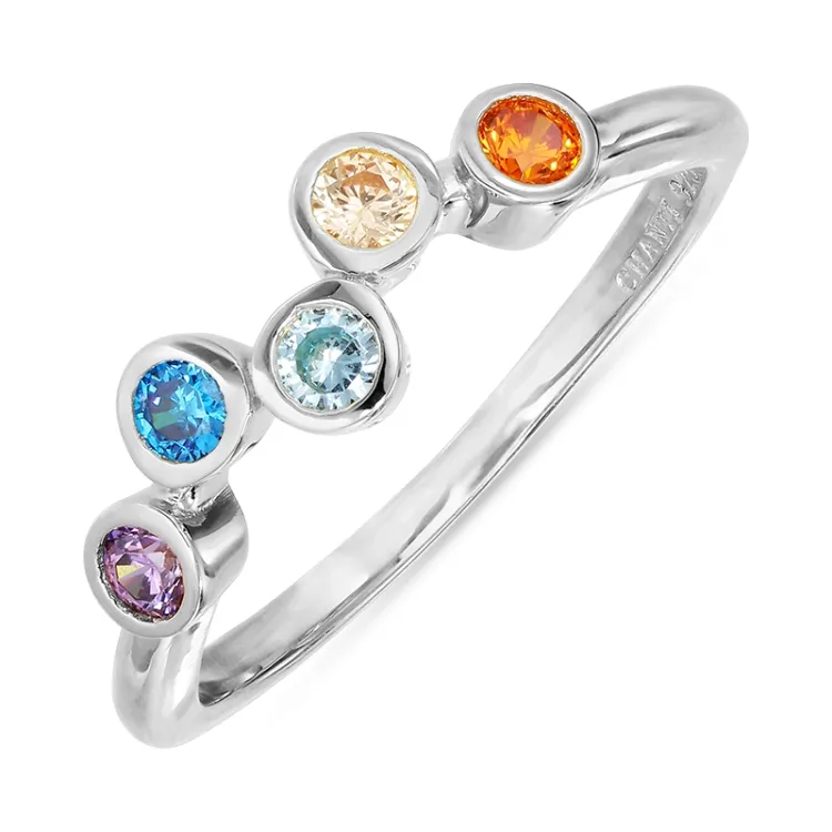 monivärinen zirkoni sormus hopea - Bubbly Twist