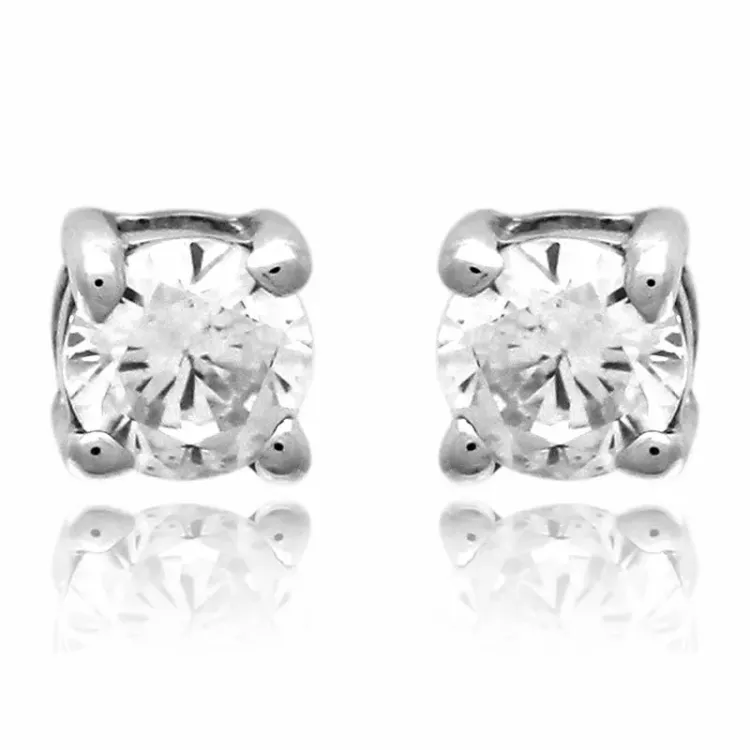 3 mm zirkoni nappikorvakorut hopea