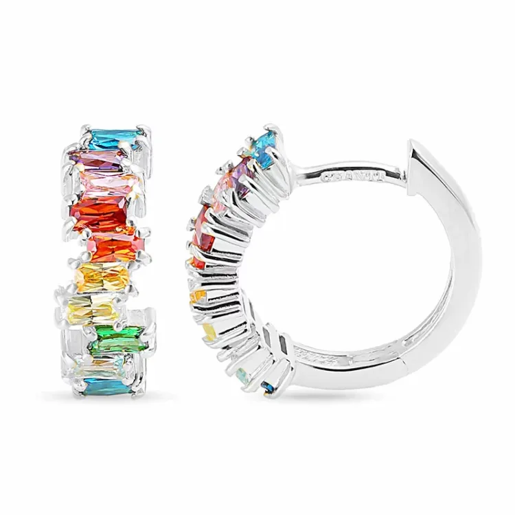 15,5 mm monivärisiä rengas hopea
