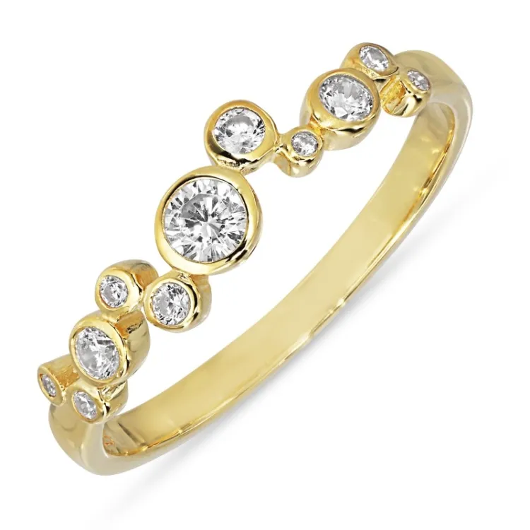 valkoinen zirkoni sormus kullattua hopeaa - Bubbly Sparkle