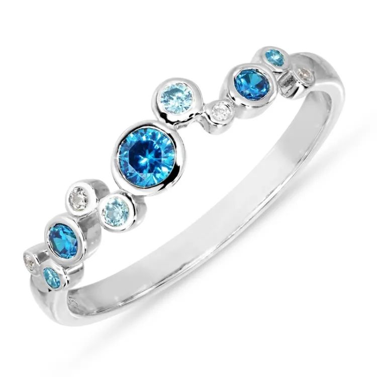 sininen zirkoni sormus hopea - Bubbly Twist
