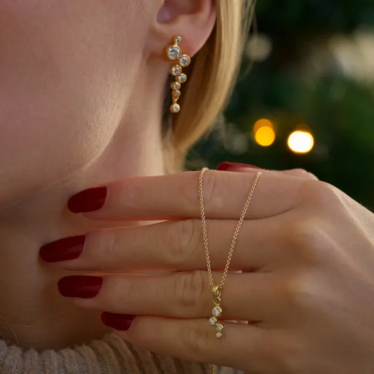 zirkoni korvarenkaat  kullattu hopea - Bubbly Sparkle