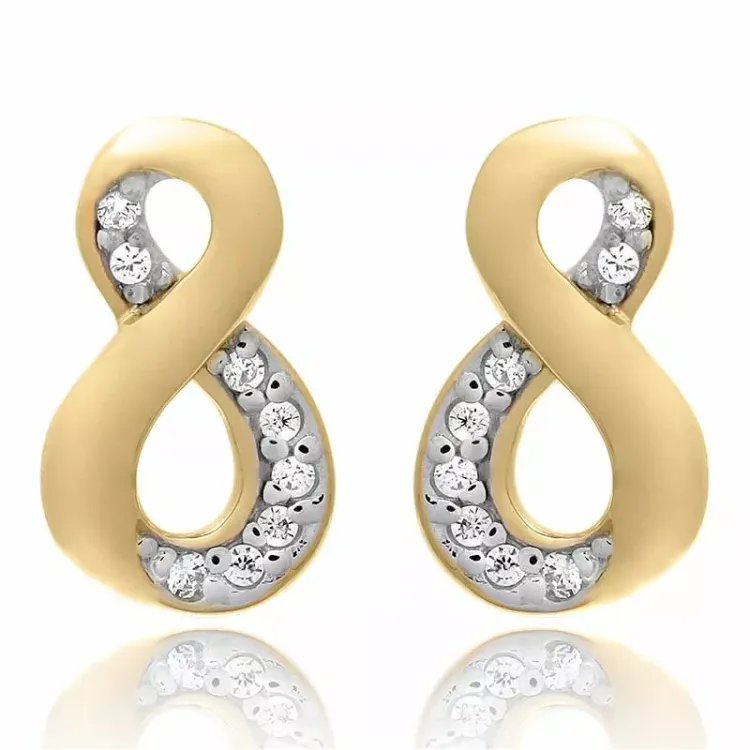 Ääretön-merkki setti korvakorut ja kaulaketjut kullattua hopeaa valkoinen zirkoni