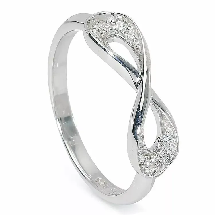 Elegantti ääretön-merkki zirkoni sormus hopeaa