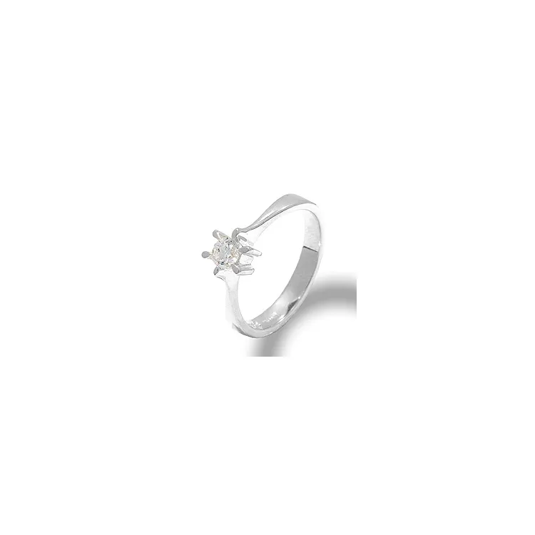 Solitaire-sormus hopeaa