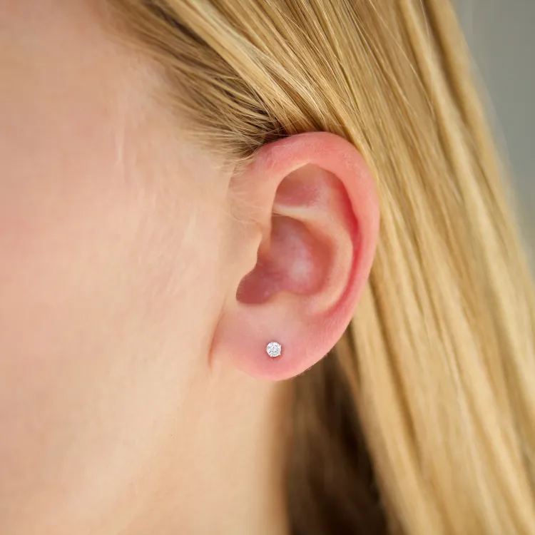 3 mm zirkoni solitaire-nappikorvakorut  hopea