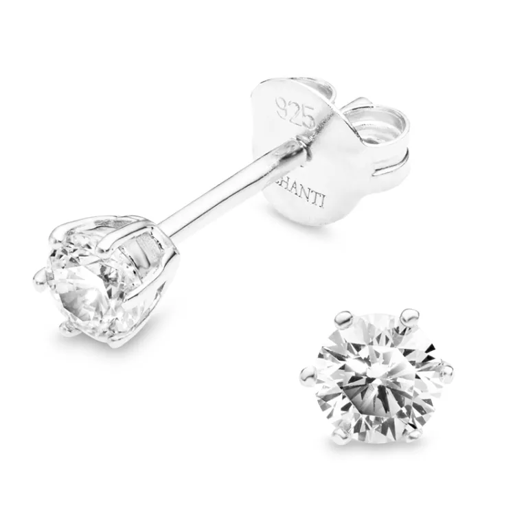 4 mm zirkoni solitaire-nappikorvakorut  hopea