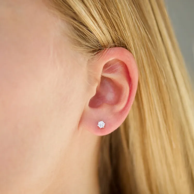 4 mm zirkoni solitaire-nappikorvakorut  hopea