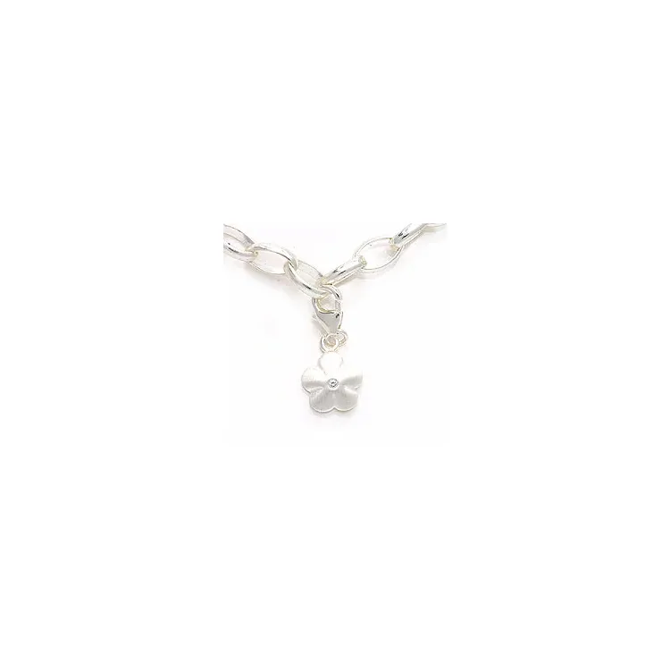 Kukka charm rodinoitua hopeaa