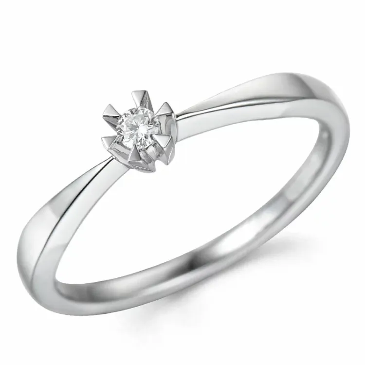 0,05 ct solitaire-sormus 14 karaatin valkokultaa 0,05 ct