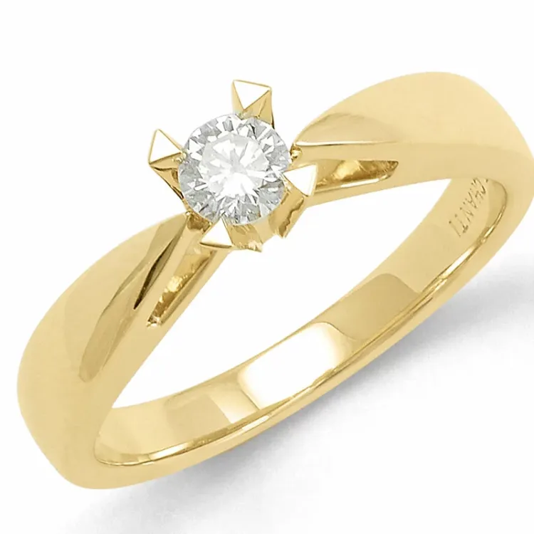 timantti solitaire-sormus 14 karaatin kultaa 0,20 ct