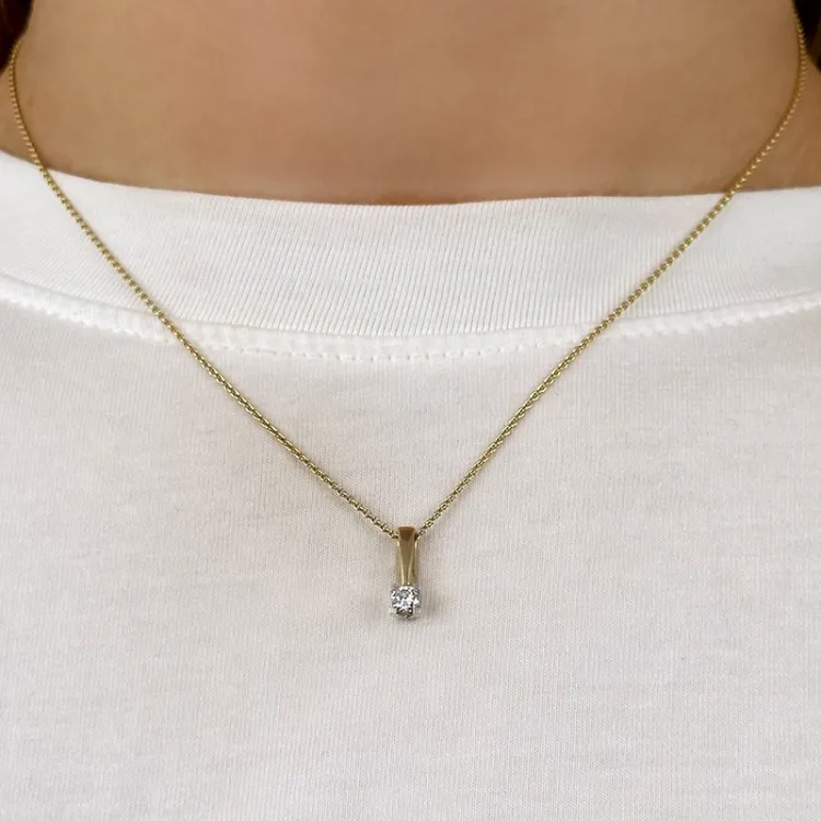 timantti solitaire-riipus 14 karaatti kulta ja valkokultaa 0,20 ct