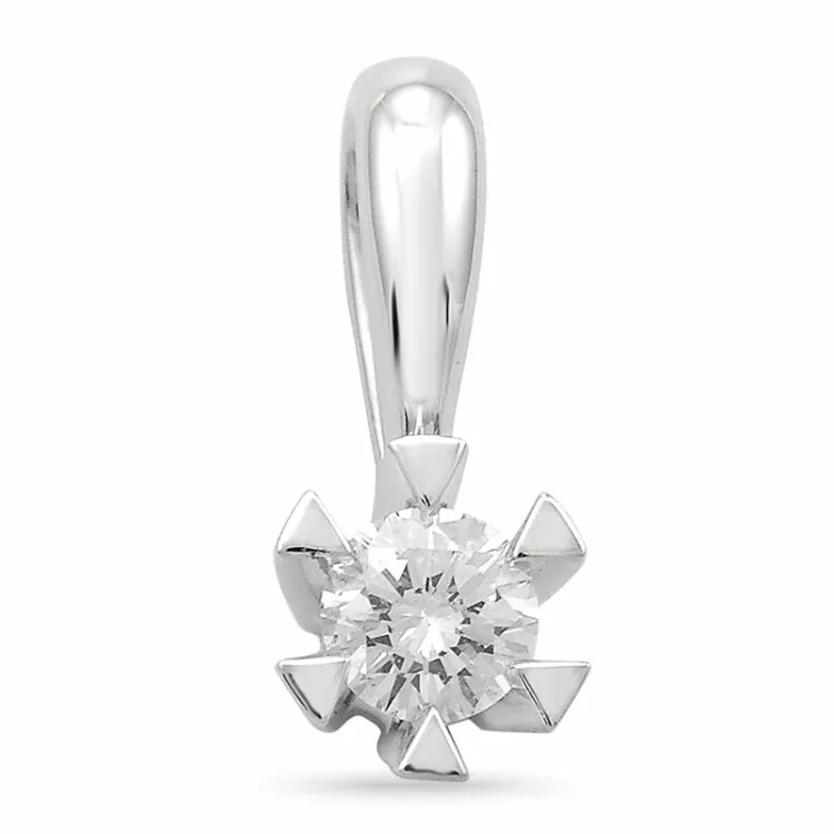 timantti solitaire-riipus 14 karaatti valkokultaa 0,20 ct