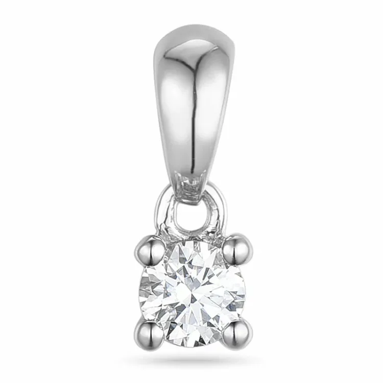 0,10 ct timantti solitaire-riipus 14 karaatti valkokultaa 0,10 ct