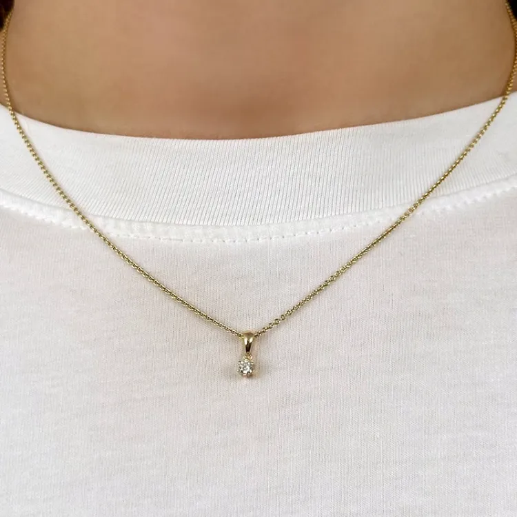 timantti solitaire-riipus 14 karaatti kultaa 0,10 ct