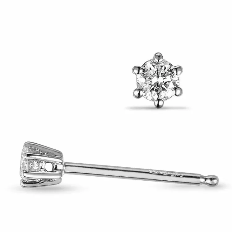 2 x 0,05 ct solitaire-nappikorvakorut 14 karaatin valkokultaa kanssa timantti