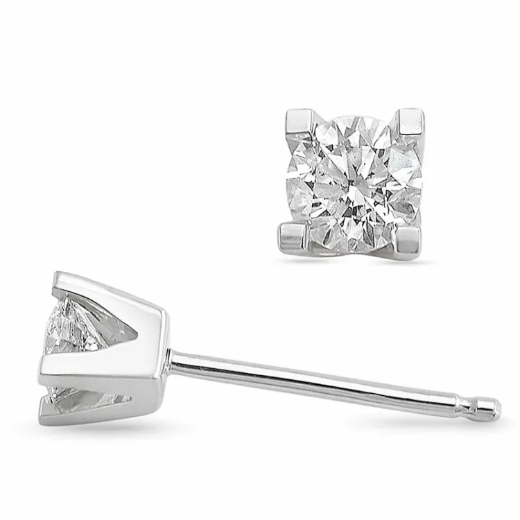 2 x 0,30 ct solitaire-nappikorvakorut 14 karaatin valkokultaa kanssa timantti