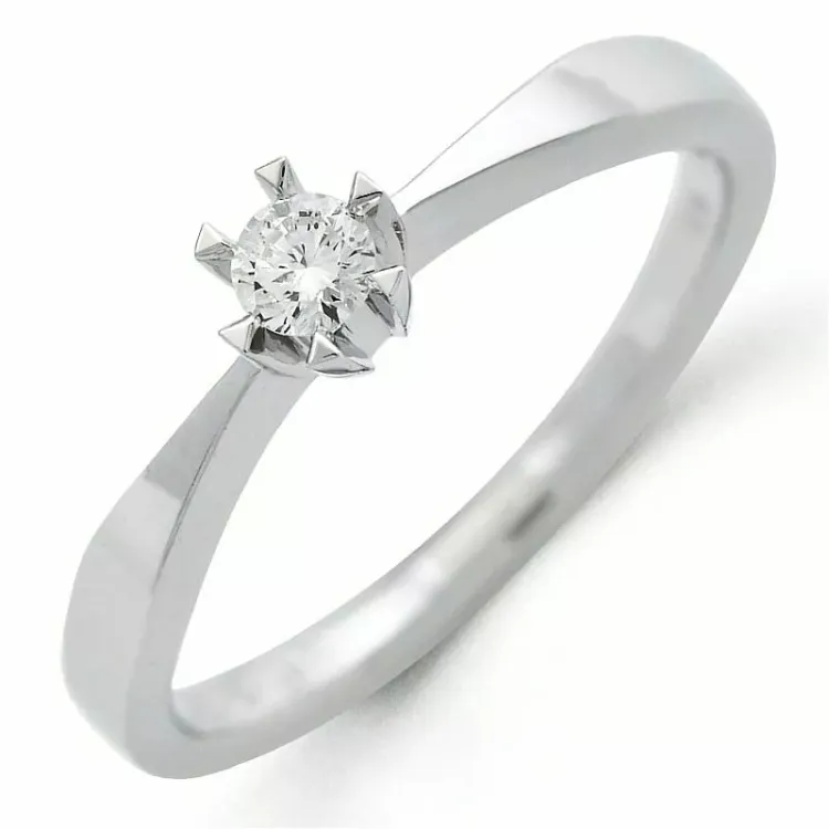 0,10 ct timantti solitaire-sormus 14 karaatin valkokultaa 0,10 ct