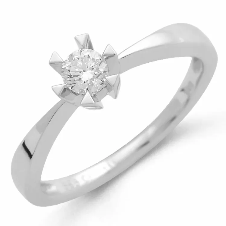 0,20 ct solitaire-sormus 14 karaatin valkokultaa 0,20 ct