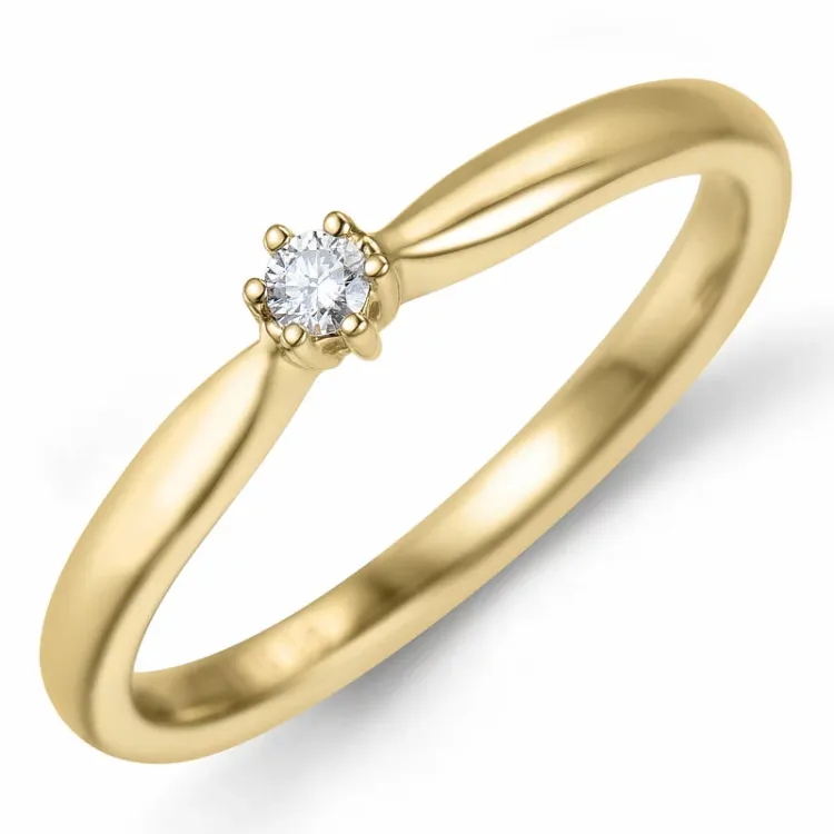 0,05 ct timantti sormus 14 karaatin kultaa 0,05 ct