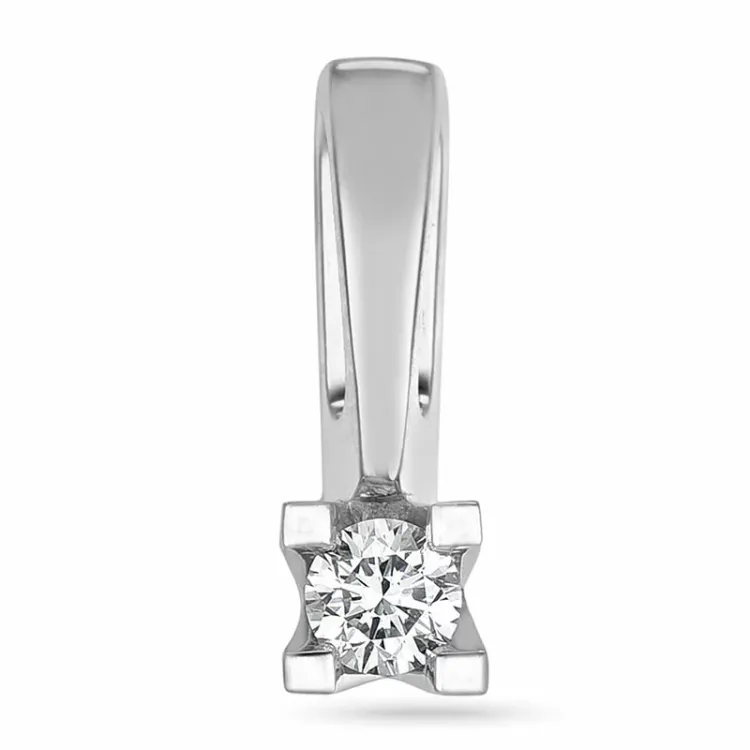 timantti solitaire-riipus 14 karaatti valkokultaa 0,10 ct