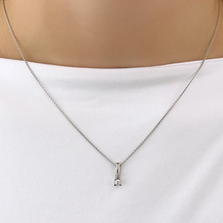 timantti solitaire-riipus 14 karaatti valkokultaa 0,10 ct