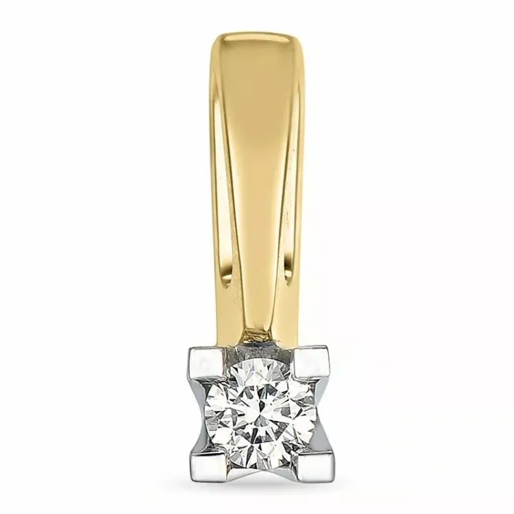 timantti solitaire-riipus 14 karaatti kulta ja valkokultaa 0,10 ct