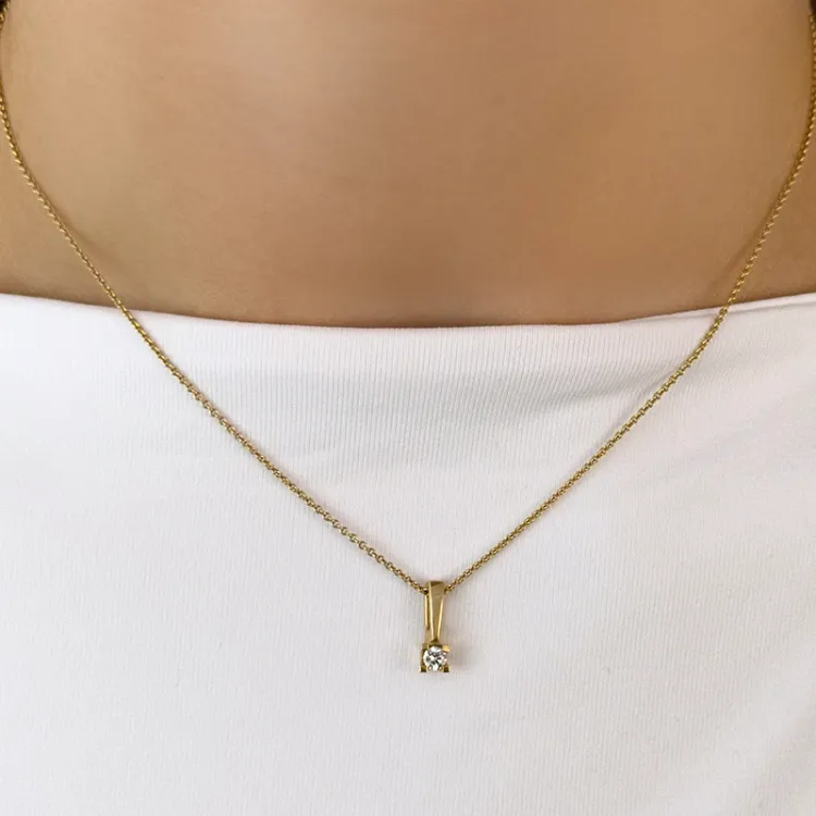 timantti solitaire-riipus 14 karaatti kultaa 0,10 ct