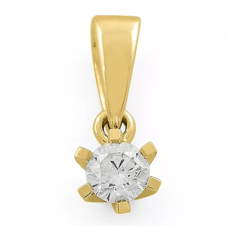 timantti solitaire-riipus 14 karaatti kultaa 0,10 ct