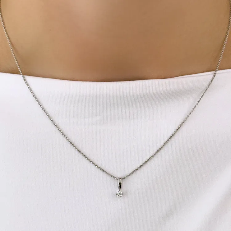 timantti solitaire-riipus 14 karaatti valkokultaa 0,05 ct