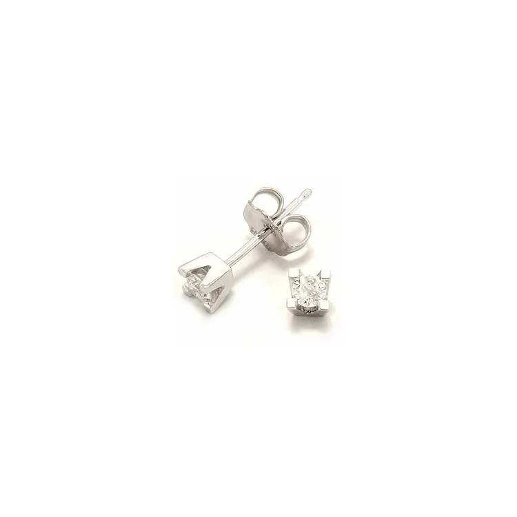 2 x 0,10 ct solitaire-nappikorvakorut 14 karaatin valkokultaa 