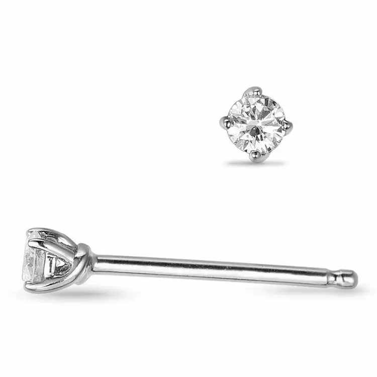 2 x 0,05 ct solitaire-nappikorvakorut 14 karaatin valkokultaa kanssa timantti