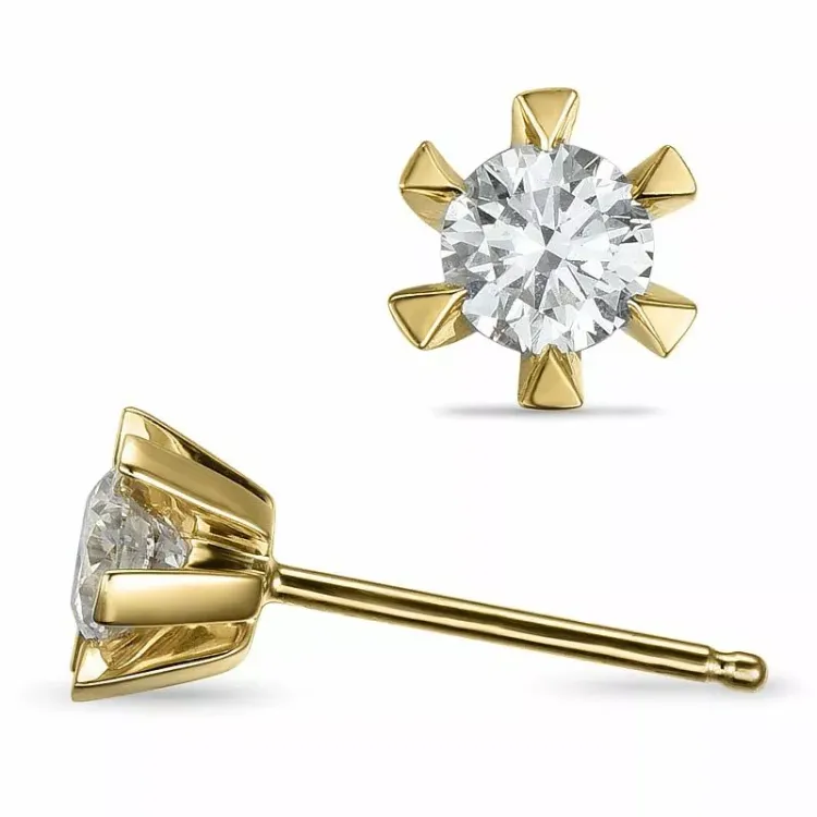 2 x 0,30 ct lab grown timantti solitaire-nappikorvakorut 14 karaatin kultaa kanssa lab grown timantti 