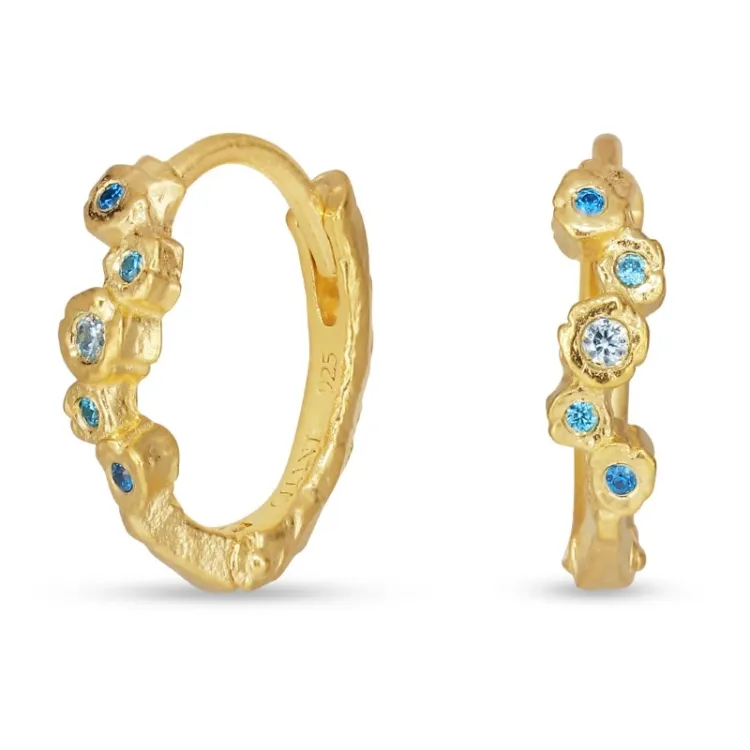 12 mm sininen zirkoni rengas  kullattu hopea - Bubbly Twist