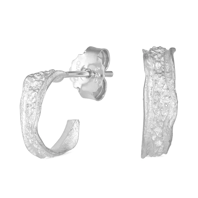 11,5 mm rengaskorvakorut  hopea - Lumé Etched
