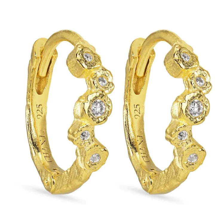 12 mm valkoinen zirkoni rengas  kullattu hopea - Bubbly Sparkle