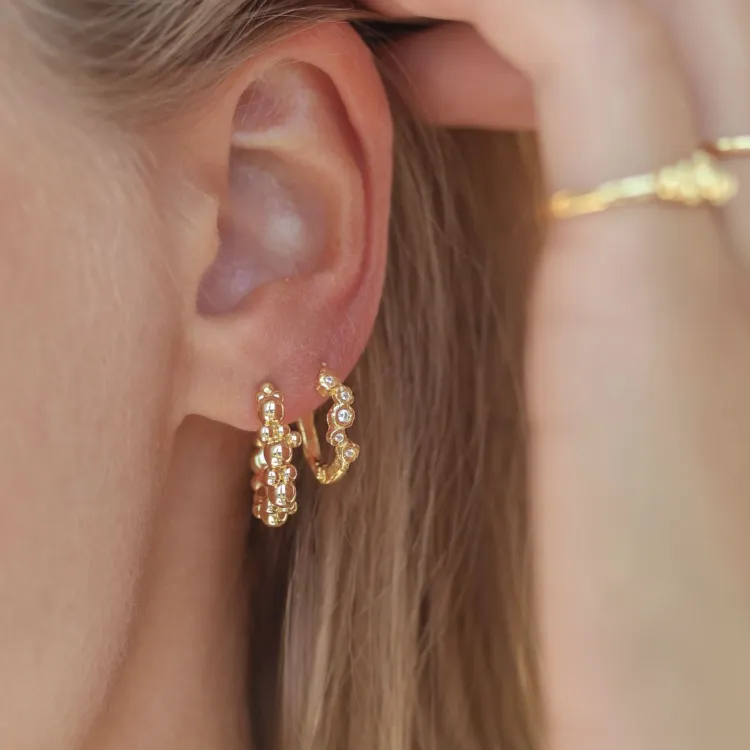 12 mm valkoinen zirkoni rengas  kullattu hopea - Bubbly Sparkle