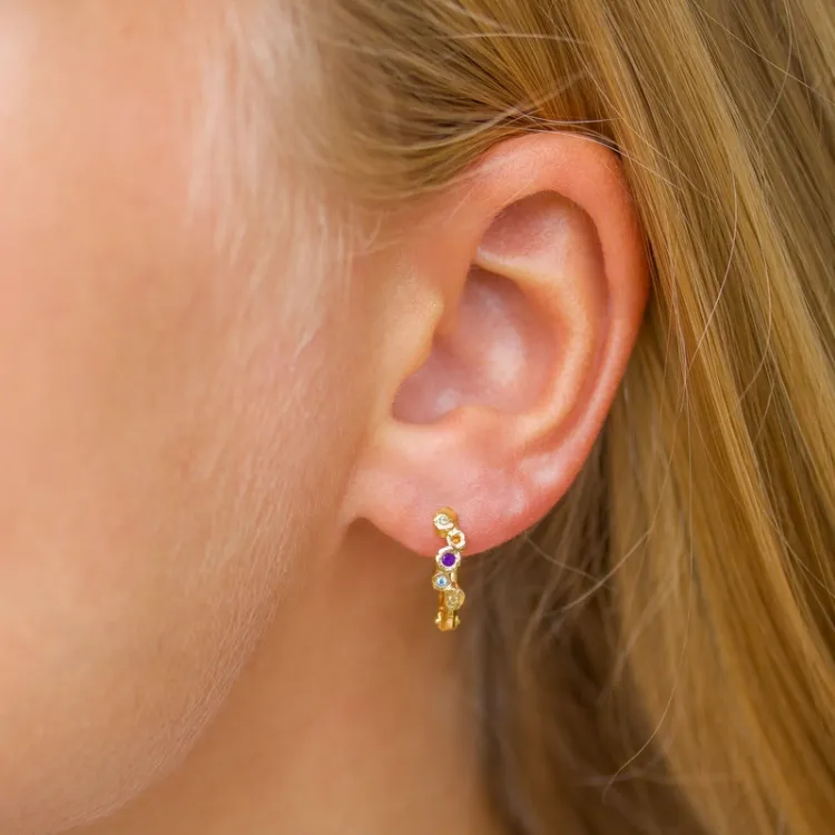 12 mm monivärisiä zirkoni rengas  kullattu hopea - Bubbly Twist