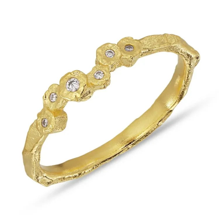 valkoinen zirkoni sormus kullattua hopeaa - Bubbly Sparkle