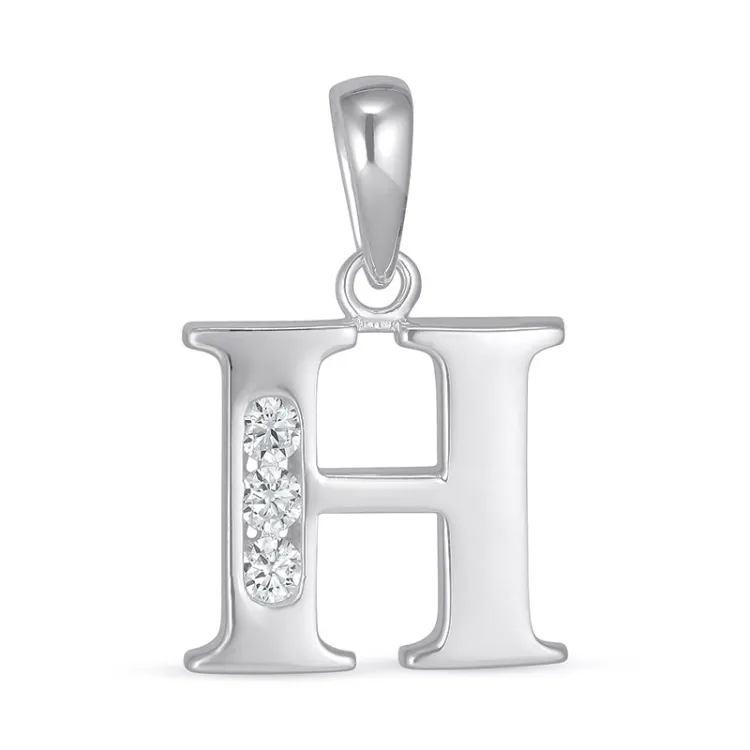 h-kirjain zirkoni riipus  hopeaa - My Letter