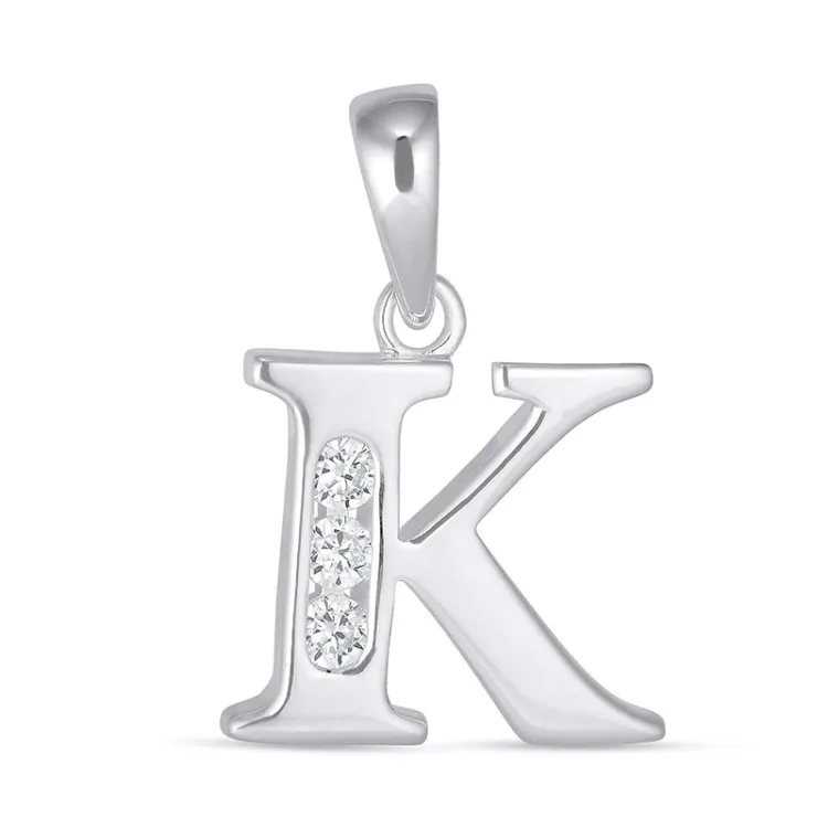 k-kirjain zirkoni riipus  hopeaa - My Letter