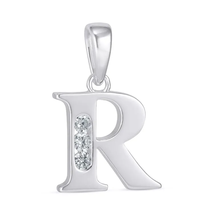 r-kirjain zirkoni riipus  hopeaa - My Letter